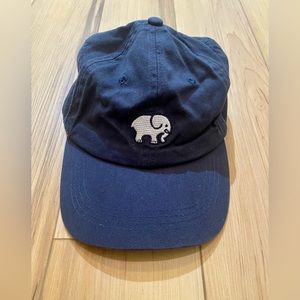 Ivory Ella Baseball Cap Cotton Canvas Navy Blue Embroidered Elephant